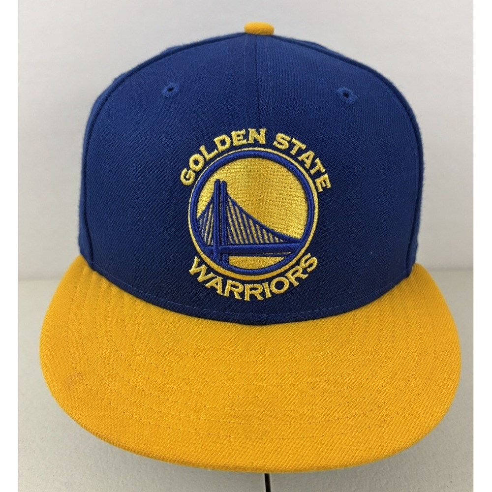 Golden State Warriors NBA New Era 59Fifty Fitted Hat Cap Size 7 1/4 Blue Yellow
